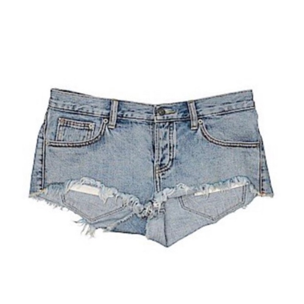 Talula Denim Distressed Shorty Shorts